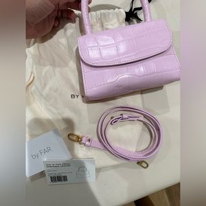 BY FAR mini croc embossed pink bag (USED ONCE)